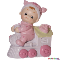 spaarpot baby in auto of trein