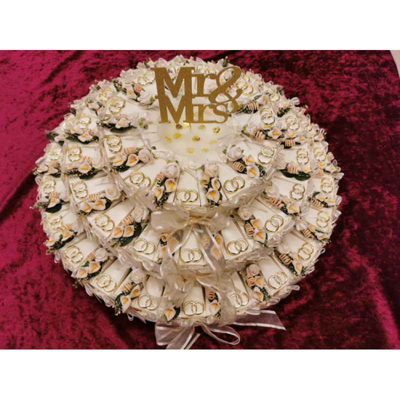 taart met ringen en bloemen 50 doosjes