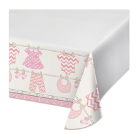 tafelkleed waslijn blauw of roze
